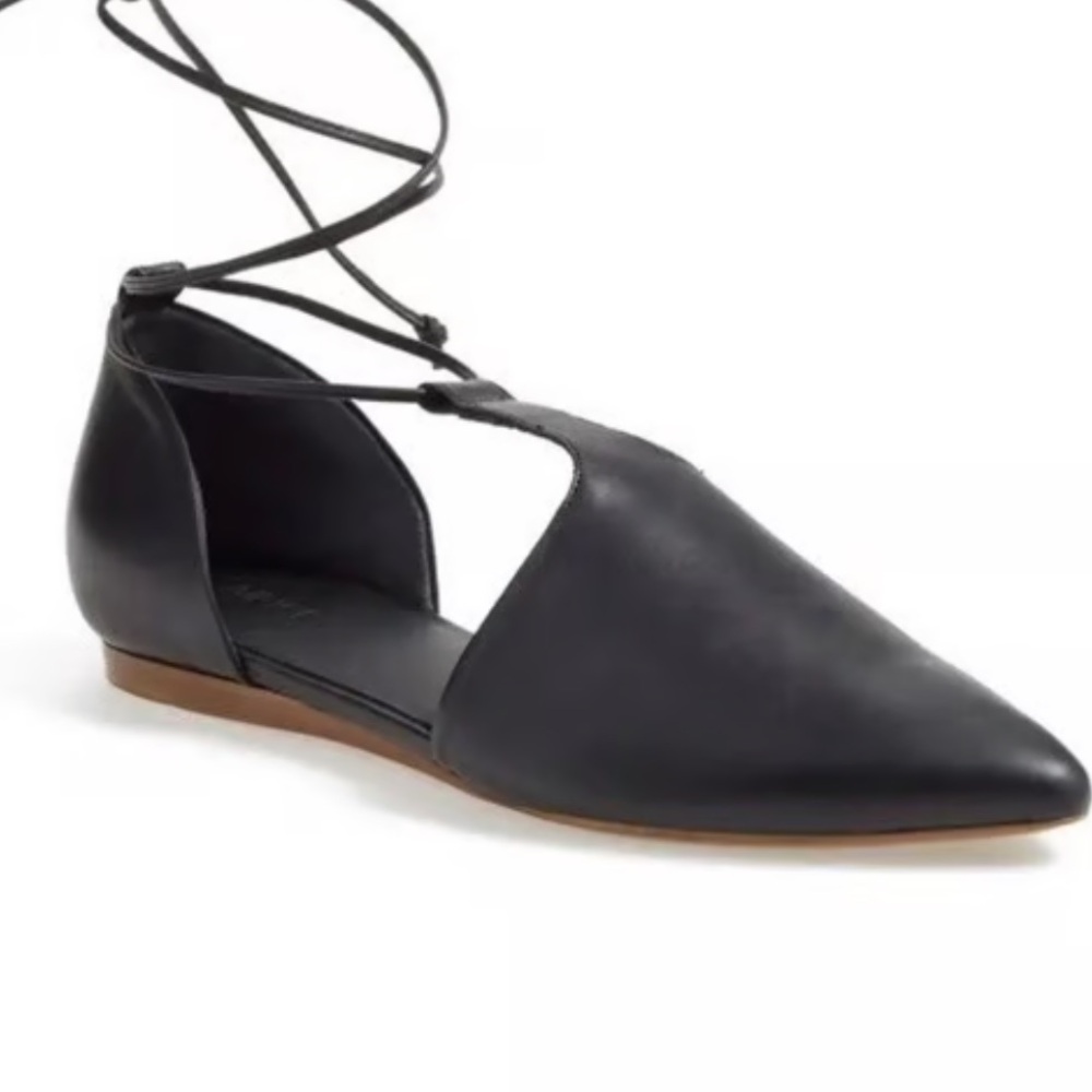 Vince Black Noelle Laced D'Orsay T-Strap  Flats